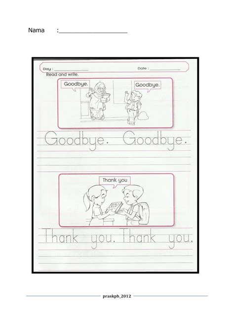 lembaran kerja bahasa inggeris prasekolah .